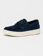 Tommy Hilfiger Велурени кежуъл обувки с лого Мръснобял/Тъмносин