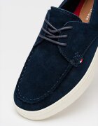 Tommy Hilfiger Велурени кежуъл обувки с лого Мръснобял/Тъмносин