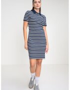 Tommy Hilfiger Вталена рокля с яка и лого - Бял/Тъмносин