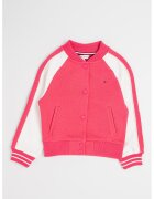 Tommy Hilfiger Яке с лого на гърба - Яркорозово/Мръснобял