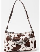 Tommy Jeans Чанта за рамо Cool Cow от кожа с косъм - Бял/Тъмнокафяв
