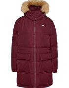 Tommy Jeans Дълго зимно яке с джобове с капаче - Бордо/Тъмнобежово