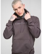 Tommy Jeans Худи с памук с бродирано лого - Тъмнокафяв