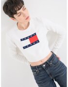 Tommy Jeans Къс пуловер с лого - Бял