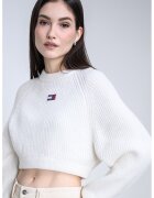 Tommy Jeans Къс пуловер с лого - Бял