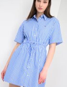 Tommy Jeans Къса раирана рокля тип риза Cапфирено синьо