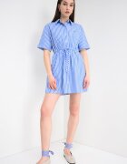 Tommy Jeans Къса раирана рокля тип риза Cапфирено синьо