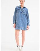 Tommy Jeans Къса рокля тип риза от деним - Син меланж