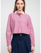 Tommy Jeans Къса свободна риза с лого - Бледочервен