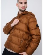 Tommy Jeans Късо капитонирано зимно яке с качулка - Светлокафяв