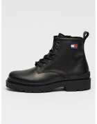 Tommy Jeans Кожени боти с връзки - Черен