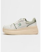 Tommy Jeans Кожени маратонки Retro Basket с платформа - Бял/Бледозелен