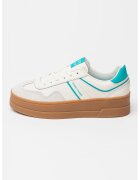 Tommy Jeans Кожени маратонки с равна платформа - Карамел/Мръснобял/Ментово зелено