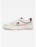 Tommy Jeans Кожени спортни обувки Cupsole с контрасти - Бял/Светло сив/Тъмносин