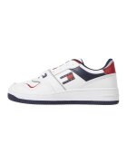 Tommy Jeans Кожени тренировъчни обувки с лого - Бял/Тъмносин