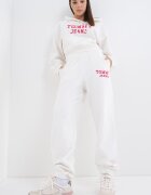 Tommy Jeans Памучен спортен панталон с лого Малина/Бял