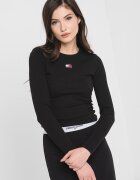 Tommy Jeans Памучна слим блуза Черен