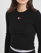 Tommy Jeans Памучна слим блуза Черен