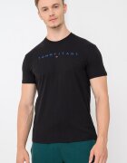 Tommy Jeans Памучна тениска с бродирано лого Черен
