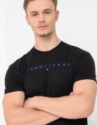 Tommy Jeans Памучна тениска с бродирано лого Черен