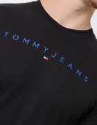 Tommy Jeans Памучна тениска с бродирано лого Черен