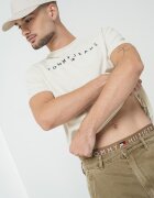 Tommy Jeans Памучна тениска с бродирано лого Червен/Крем/Тъмносин