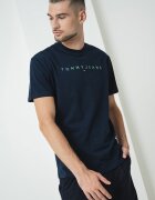 Tommy Jeans Памучна тениска с бродирано лого Зелен/Тъмносин