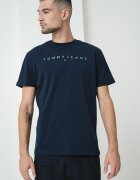 Tommy Jeans Памучна тениска с бродирано лого Зелен/Тъмносин