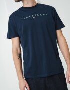 Tommy Jeans Памучна тениска с бродирано лого Зелен/Тъмносин