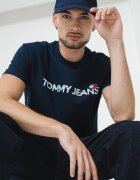 Tommy Jeans Памучна тениска с лого Червен/Бял/Тъмносин