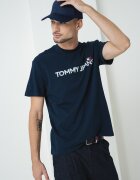 Tommy Jeans Памучна тениска с лого Червен/Бял/Тъмносин