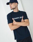 Tommy Jeans Памучна тениска с лого Червен/Бял/Тъмносин