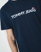 Tommy Jeans Памучна тениска с лого Червен/Бял/Тъмносин