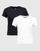 Tommy Jeans Памучна тениска с овално деколте - 2 броя Бял/Черен