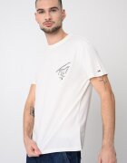 Tommy Jeans Памучна тениска Signature с лого Бял