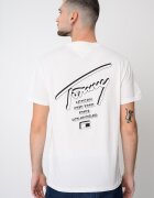 Tommy Jeans Памучна тениска Signature с лого Бял