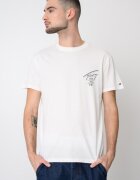 Tommy Jeans Памучна тениска Signature с лого Бял