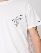 Tommy Jeans Памучна тениска Signature с лого Бял