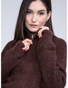 Tommy Jeans Пуловер с вълна с къс цип - Кафяв