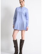 Tommy Jeans Раирана къса рокля с плисе - Бял/Лавандула