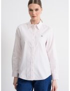 Tommy Jeans Раирана риза от органичен памук - Бял/Бледо розово