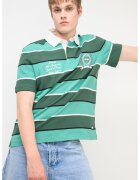 Tommy Jeans Раирана тениска с яка и лого - Червен/Ултрамарин синьо