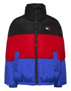 Tommy Jeans Раирано зимно яке - Червен/Черен/Син