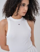 Tommy Jeans Разкроена памучна рокля с лого Бял