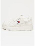 Tommy Jeans Скосени кожени спортни обувки - Бял
