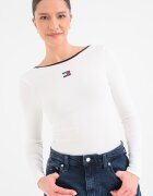 Tommy Jeans Слим блуза с деколте-лодка Бял