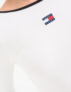Tommy Jeans Слим блуза с деколте-лодка Бял