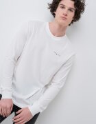 Tommy Jeans Слим блуза с овално деколте Бял