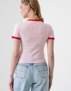 Tommy Jeans Слим къса тениска с лого Пастелнорозов/Аленочервен