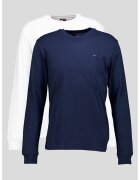 Tommy Jeans Слим памучна блуза - 2 части - Бял/Тъмносин